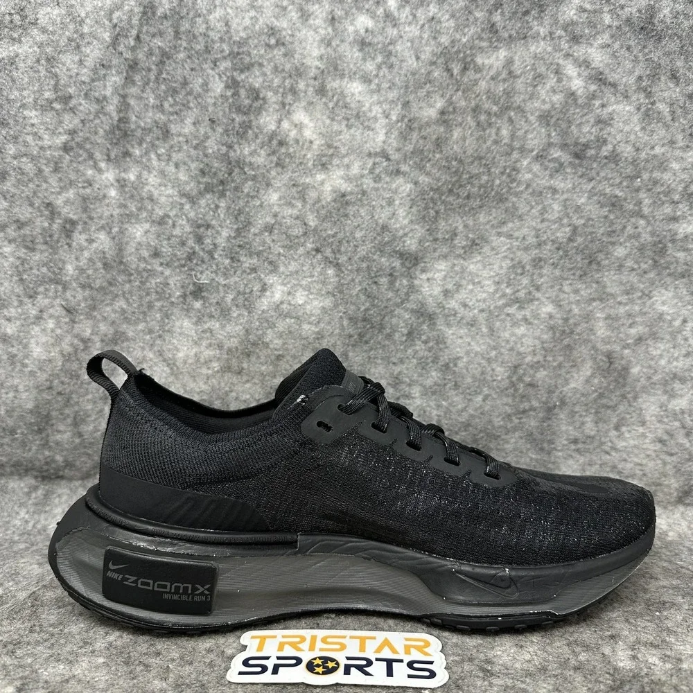 Nike ZoomX Invincible Run 3 Shoes Mens Size 7.5 Black Flyknit Running Sneakers